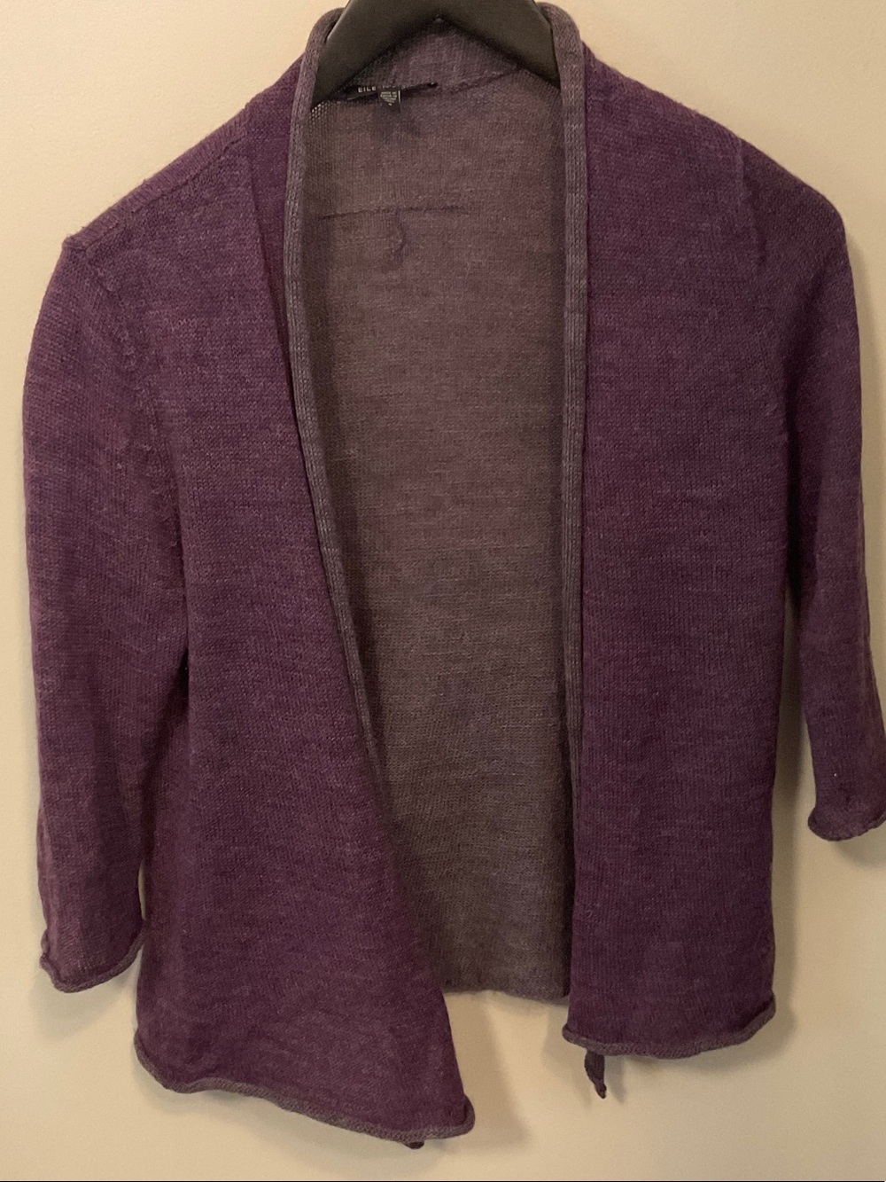 Eileen Fisher Purple Open-Front Knit Cardigan